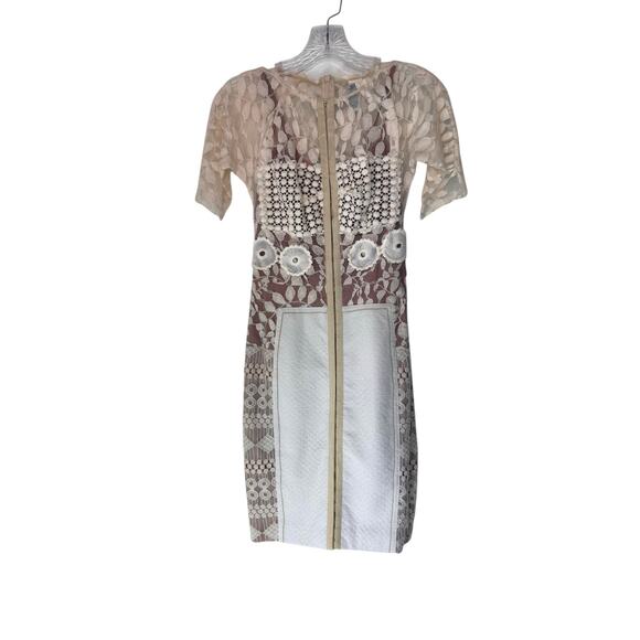 Beguile by Byron Lars White Giupure Lace Cocktail Carissima Sheath Dress Size 2 - Picture 2 of 14